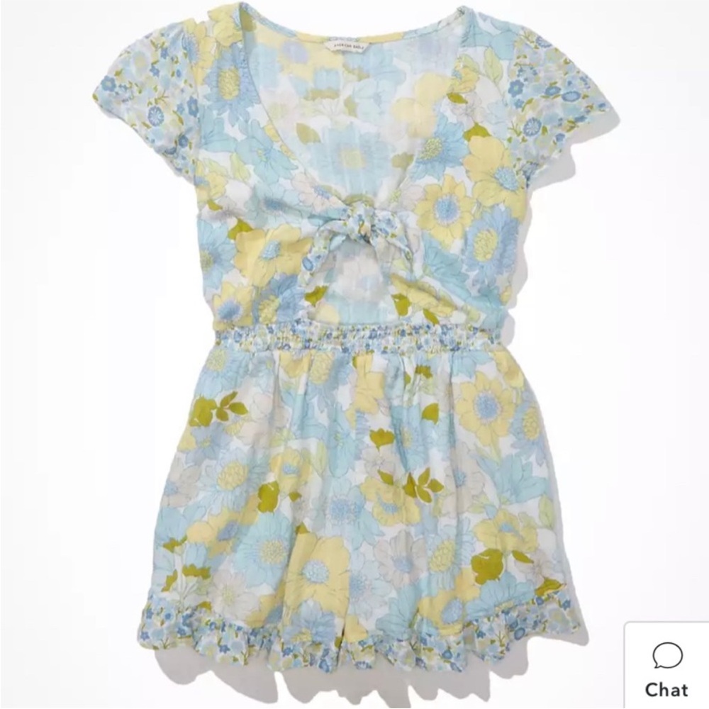 American Eagle Outfitters Floral Tie-Front Playsuit